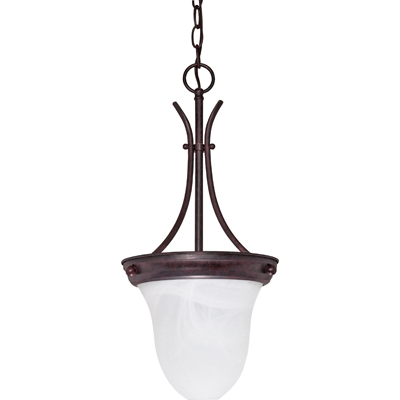 Nuvo Lighting 60/395  1 Light - 10" - Pendant - Alabaster Glass Bell in Old Bronze Finish